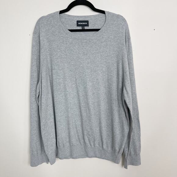 New Bonobos Slim Fit Cotton Crew Neck Sweater XXLarge Heather Gray Lightweight - Picture 1 of 6